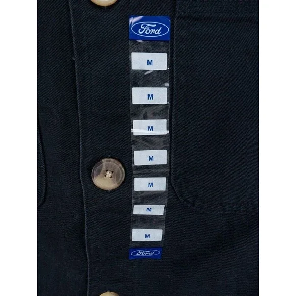 Ford Motors Chore Jacket Mens Medium Black Heavy Twill Graphic Print Logo NWT - Picture 9 of 16
